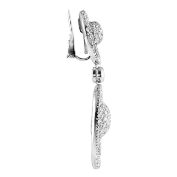 Oval Shaped Diamond Pave Cluster Dangle Earrings front