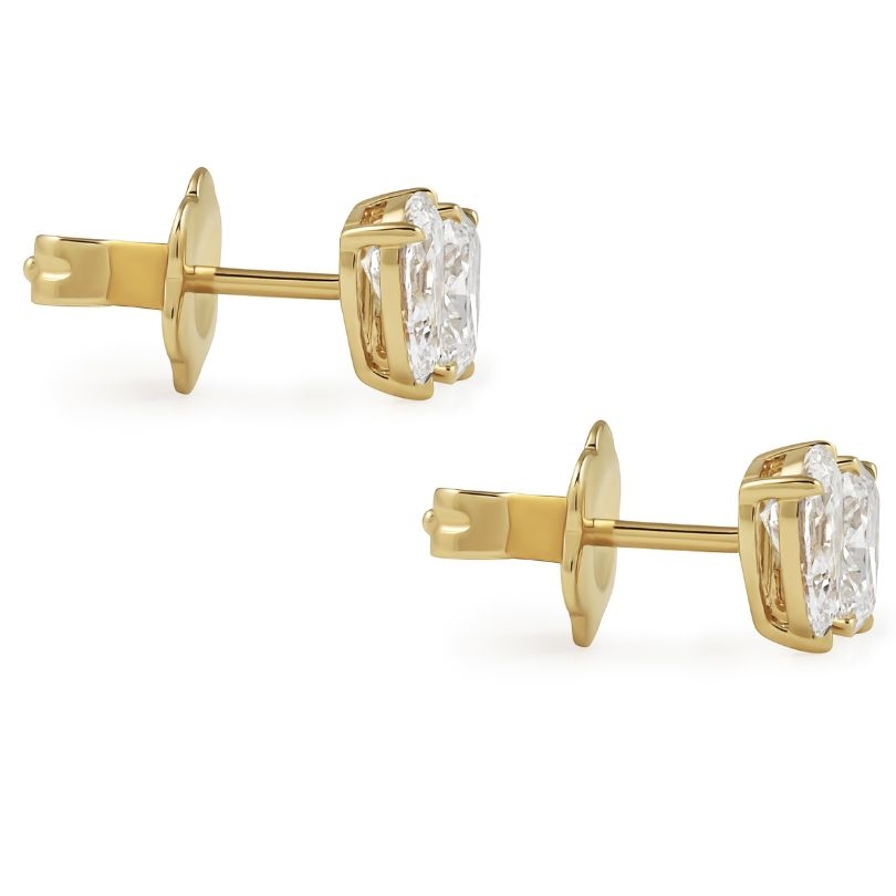 Pear and Cushion Lab Diamond Duo Studs flat