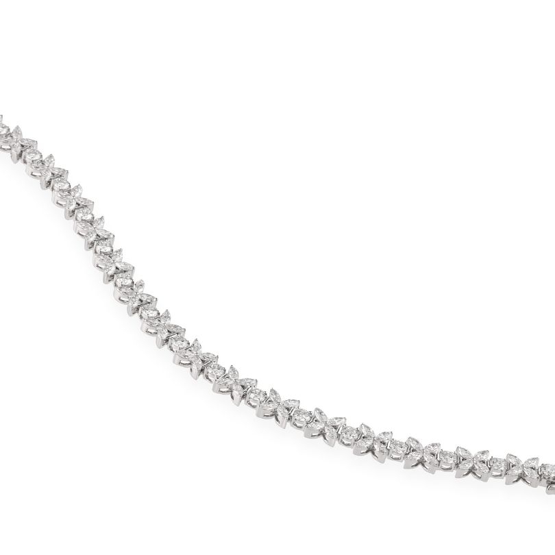 Round and Marquise Fleurette Lab Diamond Tennis Bracelet