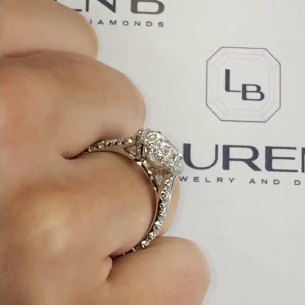 2.24 ct Cushion Cut in Halo w/Split Band