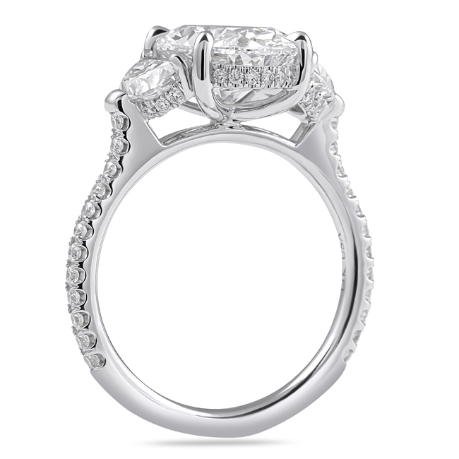 3.01 carat Oval Lab Diamond Three-Stone Ring flat