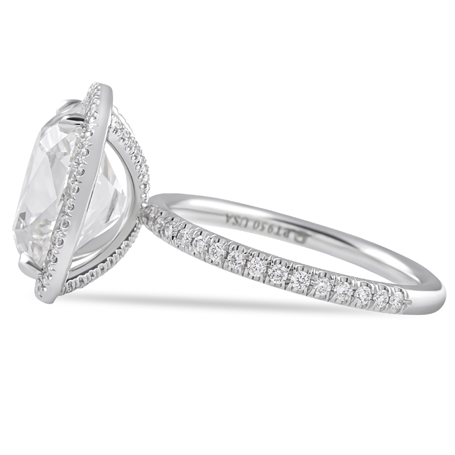 4.51 carat Antique Cushion Lab Diamond Halo Ring flat