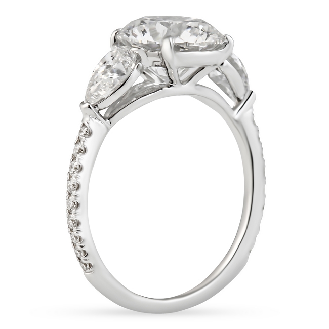 2.80 carat Round Lab Diamond Pave Three-Stone Ring flat
