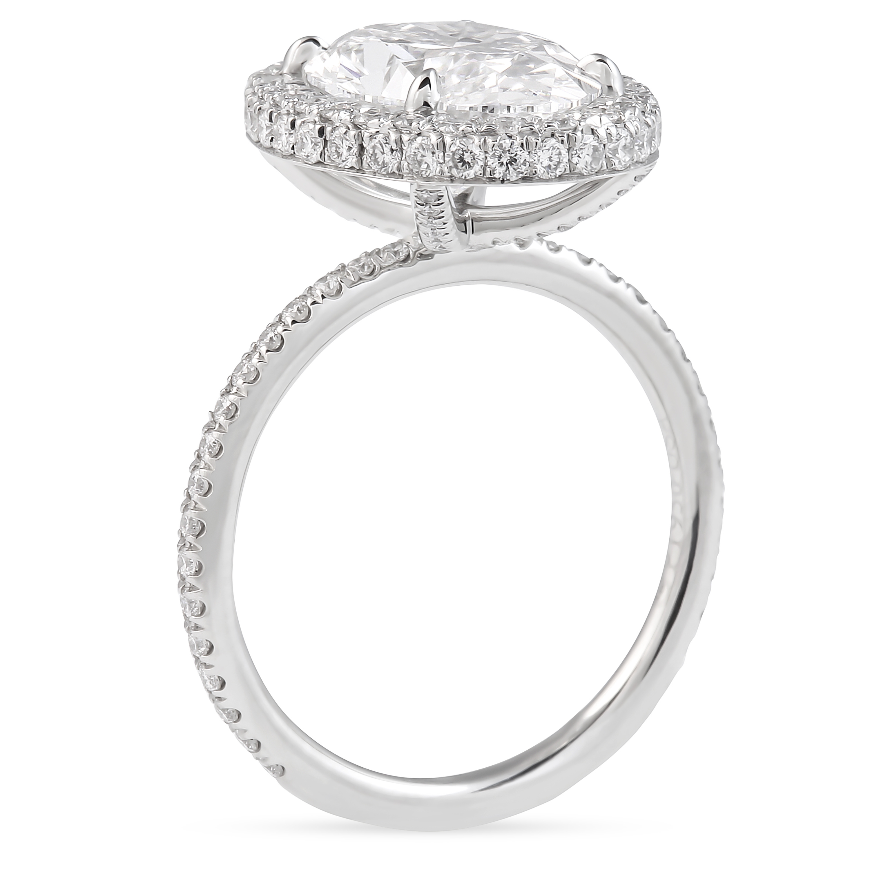 3.37 Carat Oval Shape Lab Diamond Double Edge Halo Ring flat