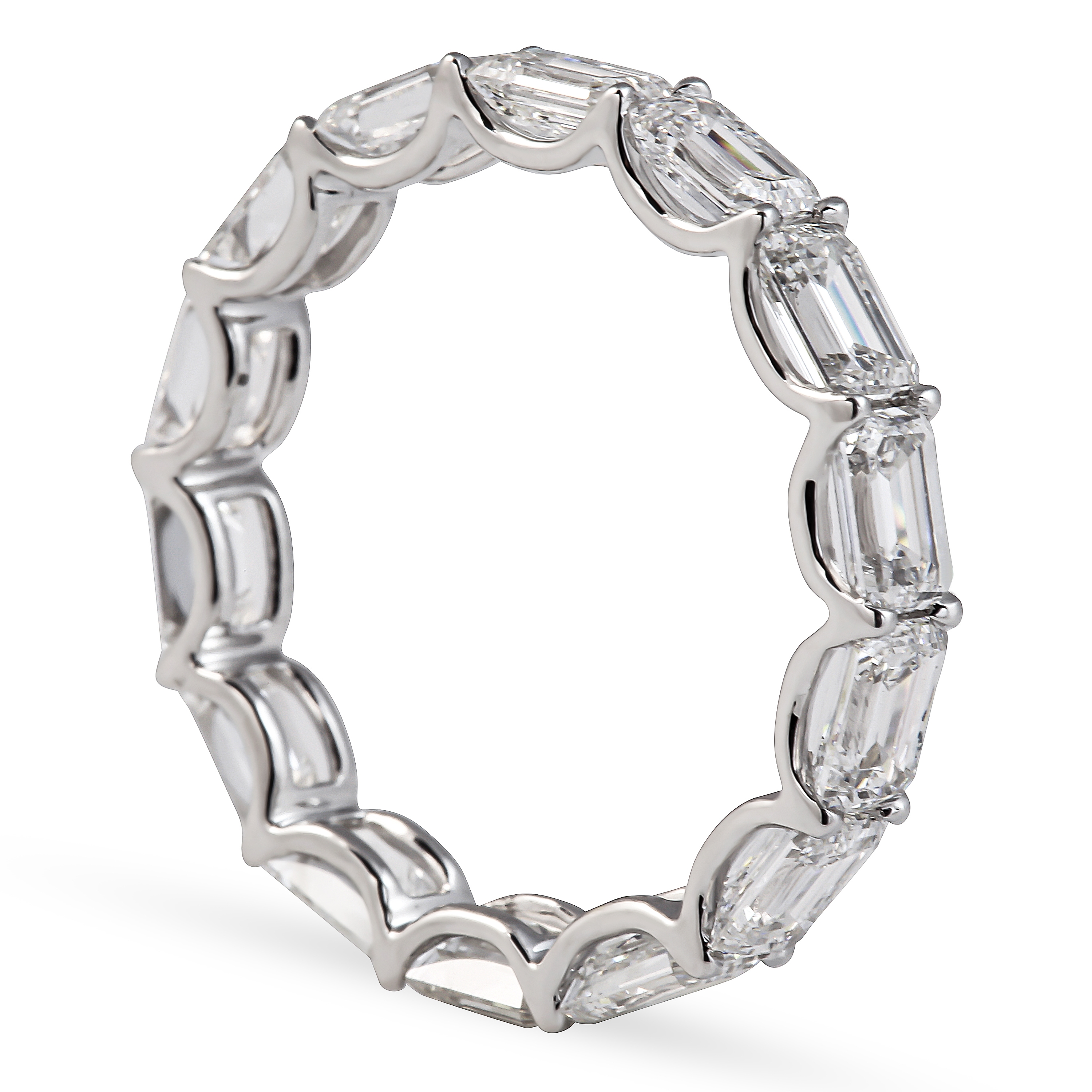 3 carat East-West Emerald Cut Lab Diamond Eternity Band flat