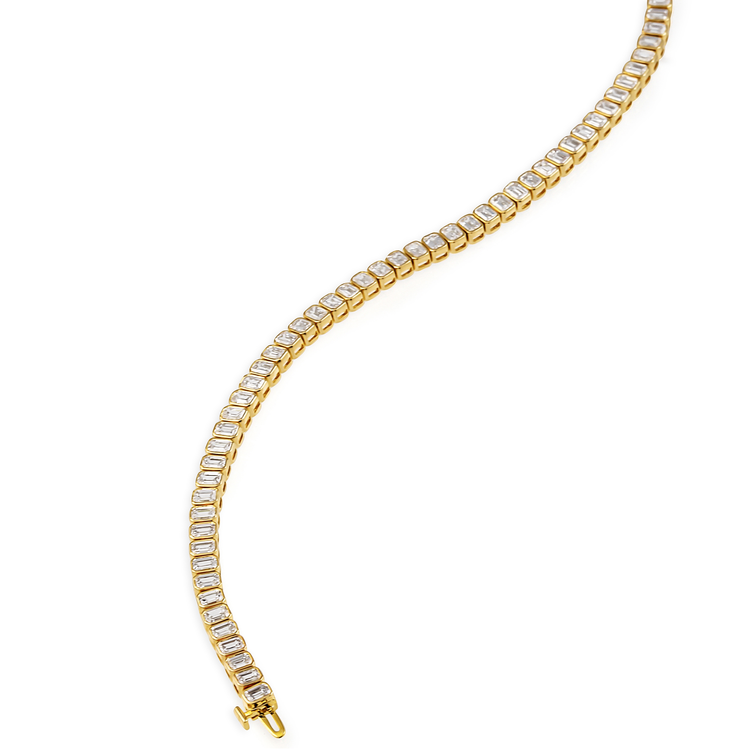 4.70 carat Bezel Set Emerald Cut Lab Diamond Tennis Bracelet flat