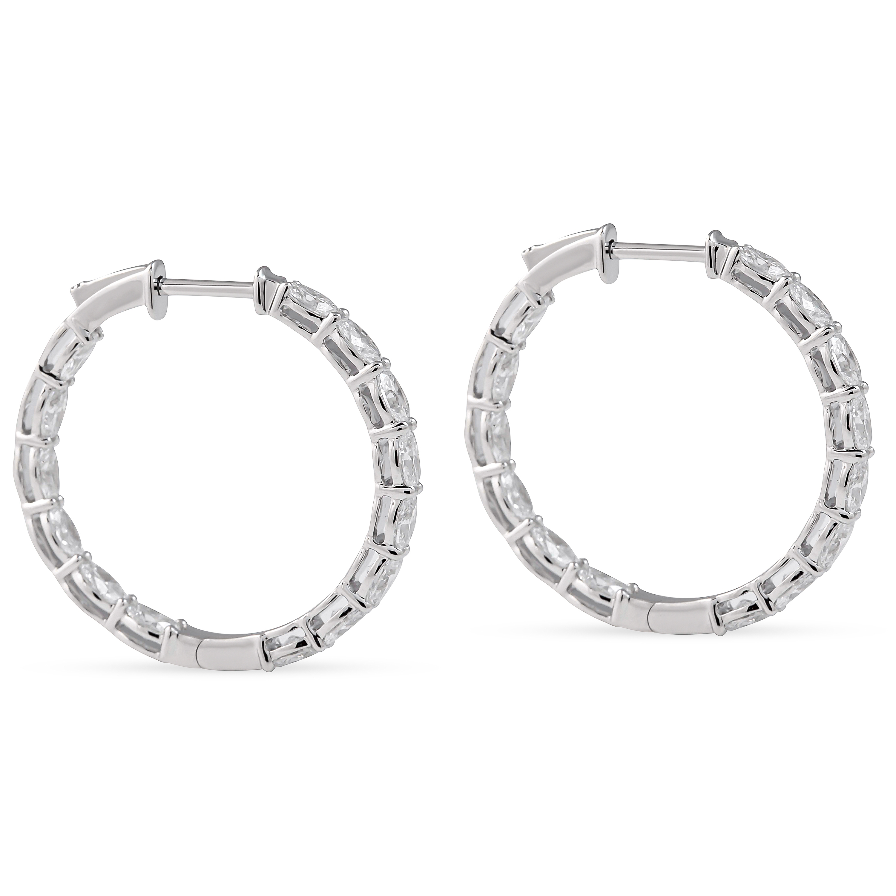 3 carat Oval Shape Lab Diamond In-Out Hoop Earrings front