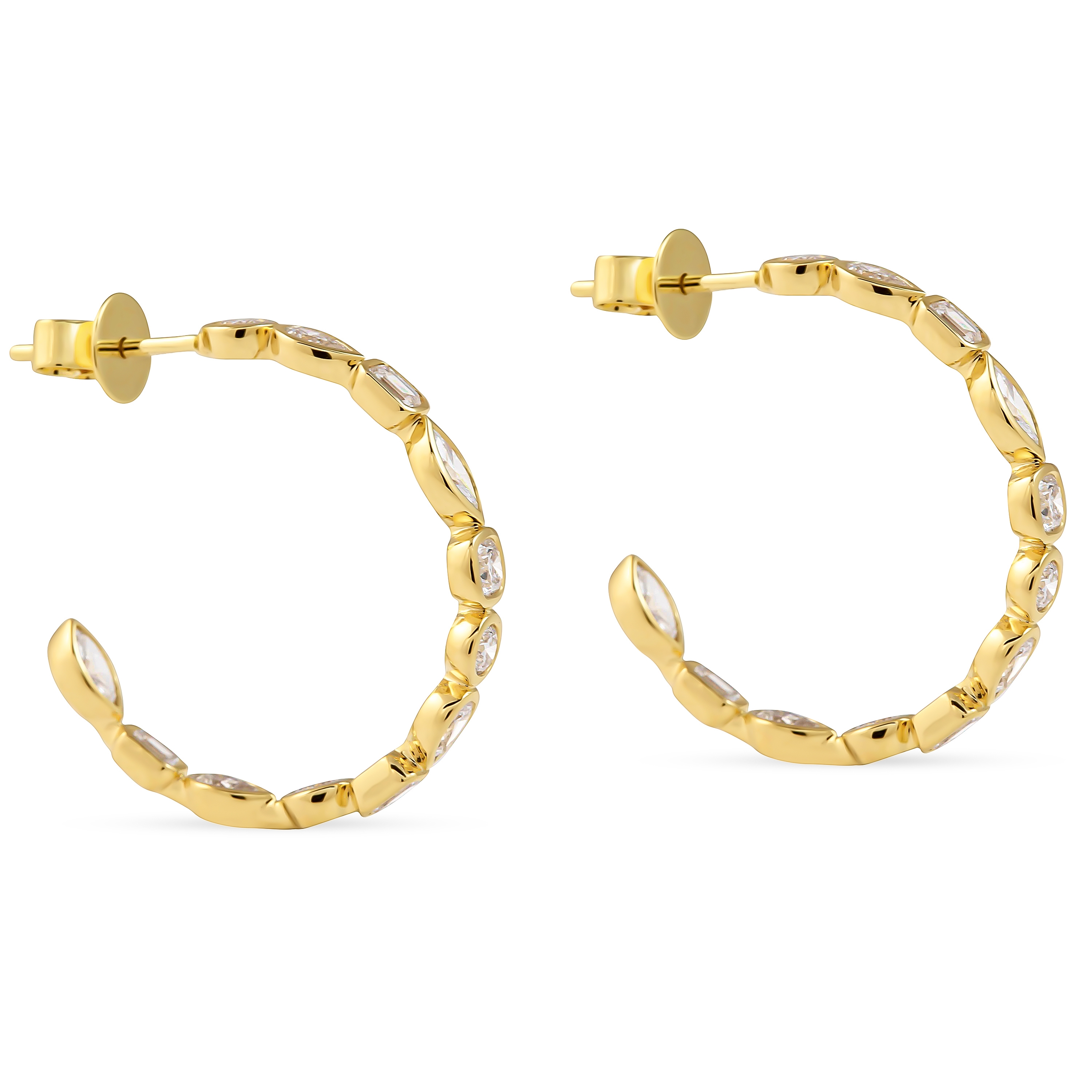 Mixed Shape Lab Diamond Hoop Earrings YG