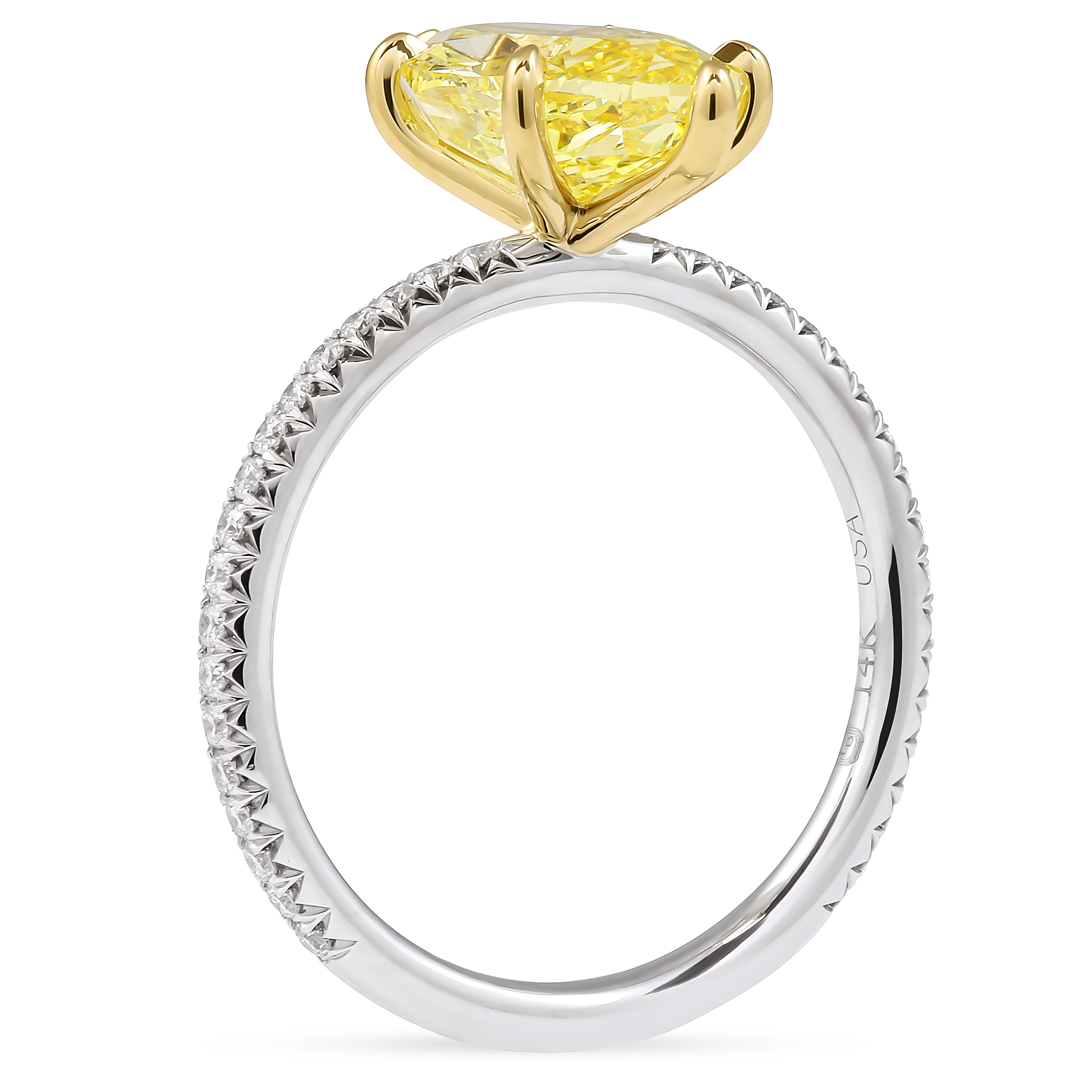 2.56 carat Fancy Vivid Yellow Marquise Lab Diamond Ring flat
