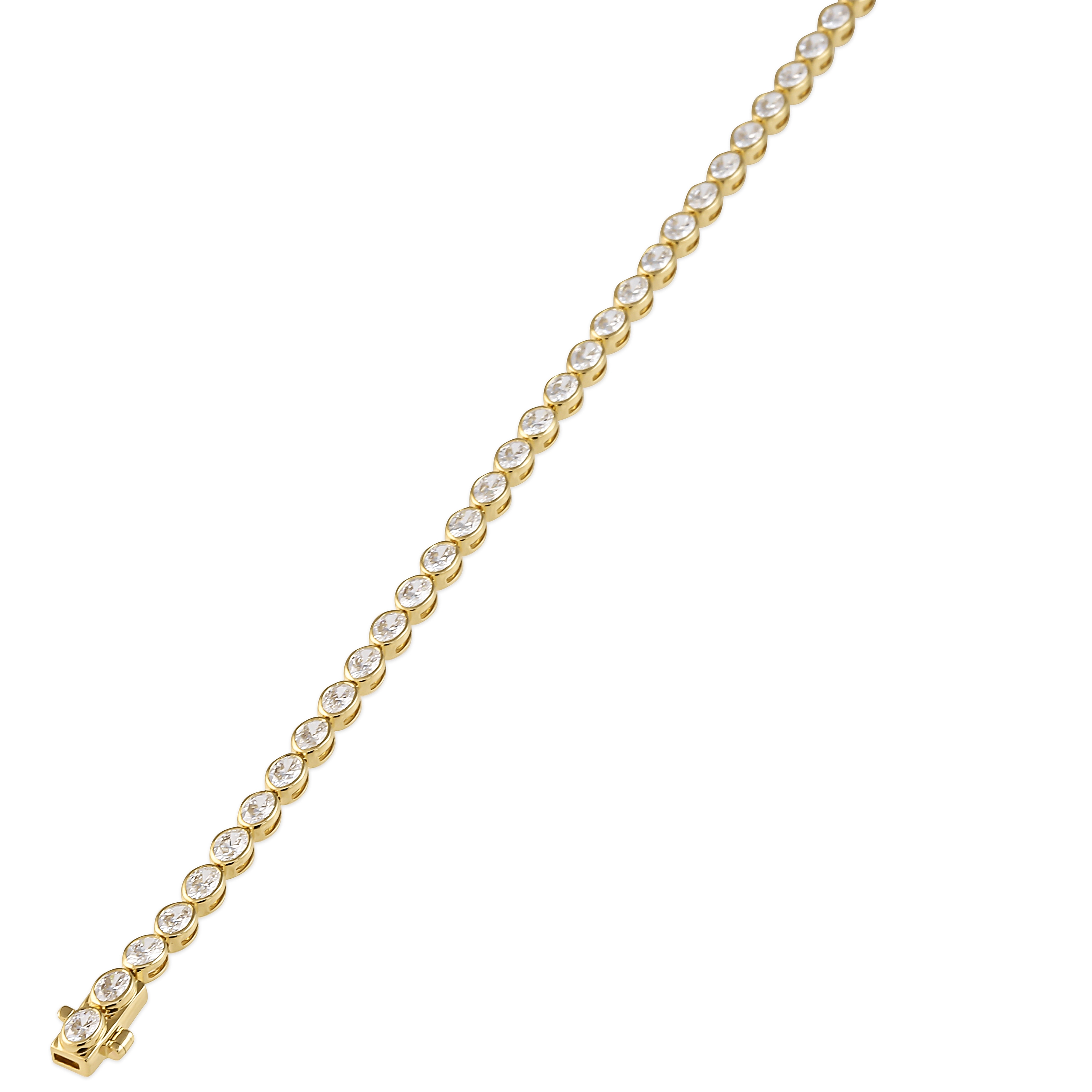 4 carat Oval Lab Diamond East-West Bezel Tennis Bracelet closed
