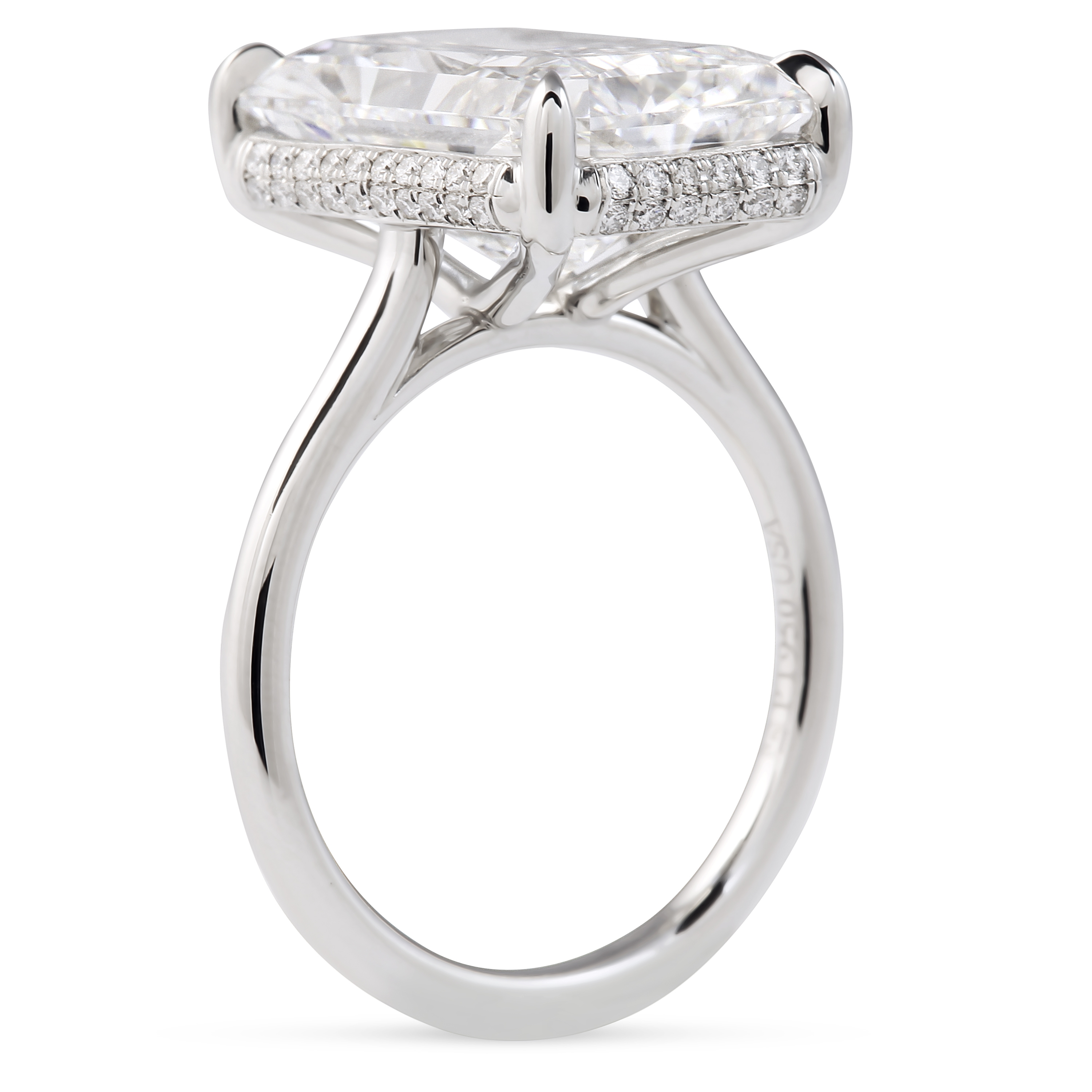8.50 carat Radiant Cut Lab Diamond Solitaire Ring flat