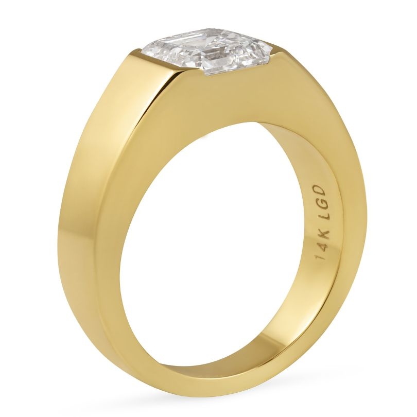 Asscher Cut Lab Diamond Signet Ring flat