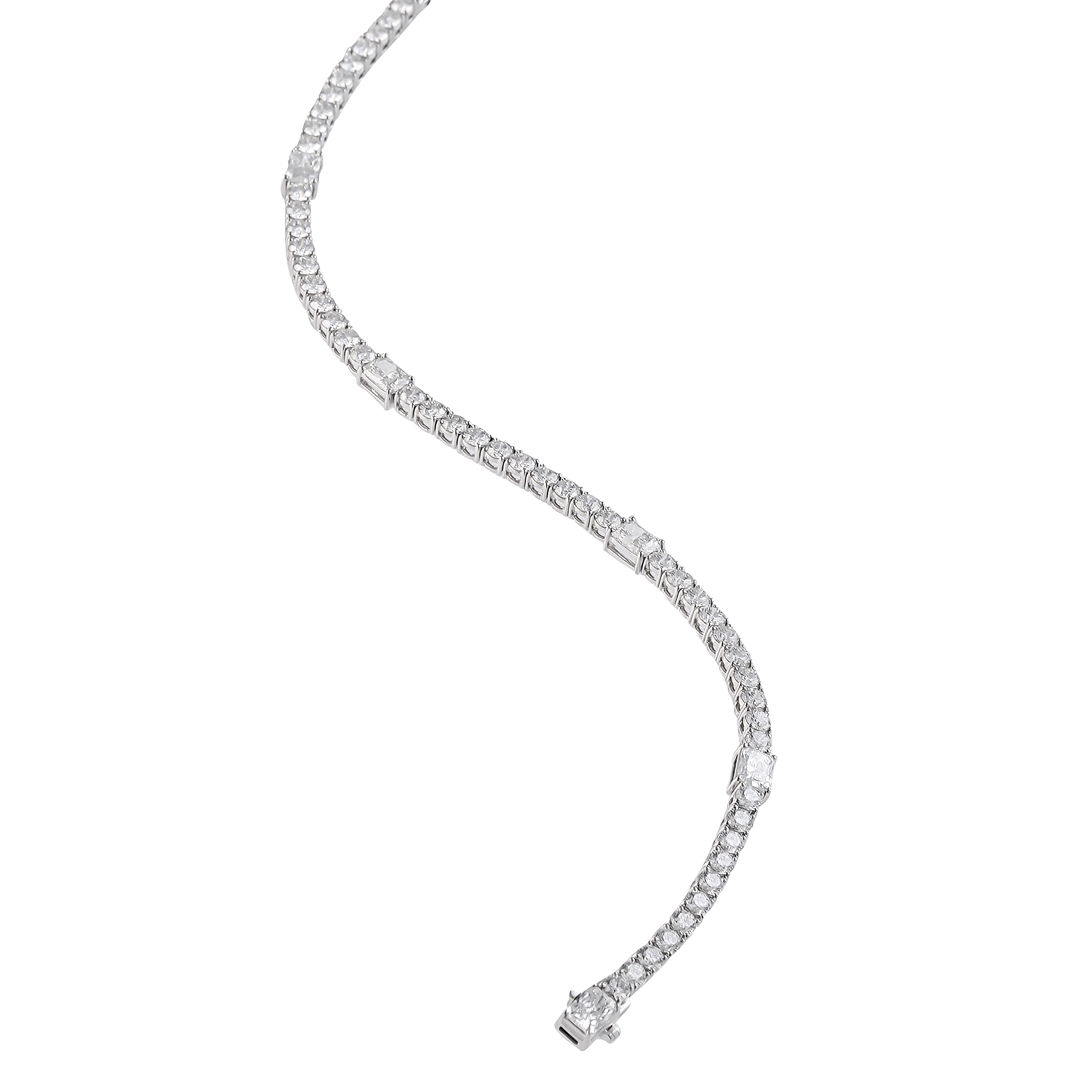 Round and Radiant Cut Lab Diamond Tennis Bracelet flat
