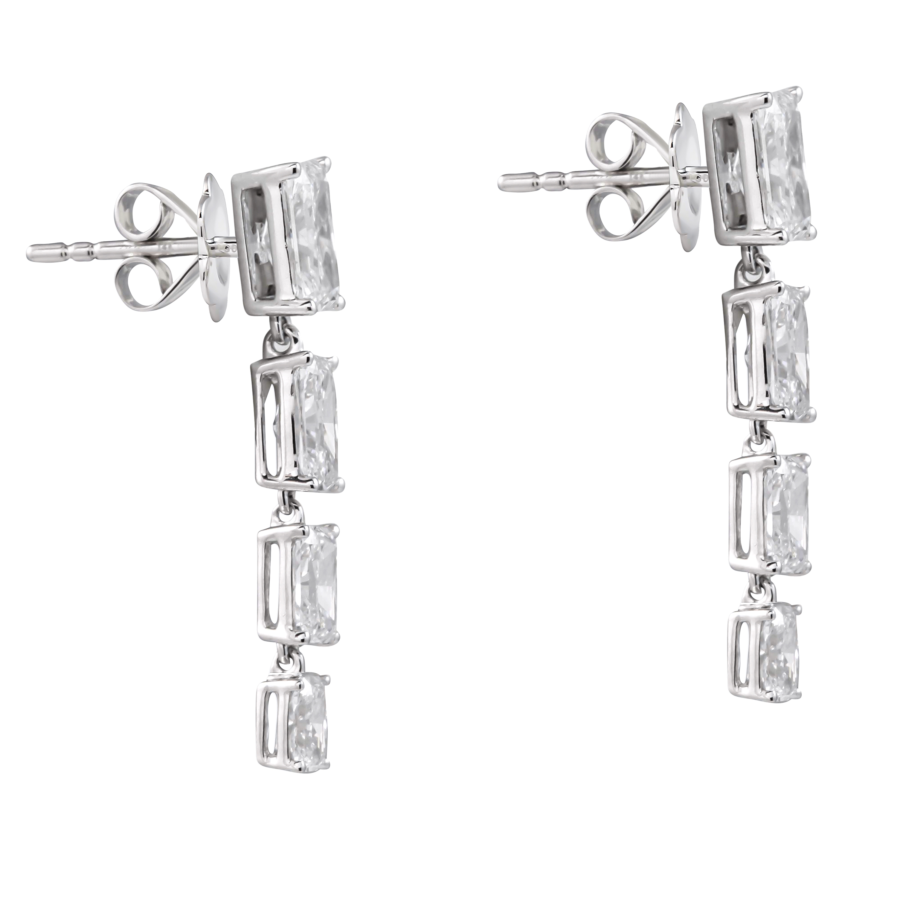 Graduating Radiant Lab Diamond Drop Earrings straight