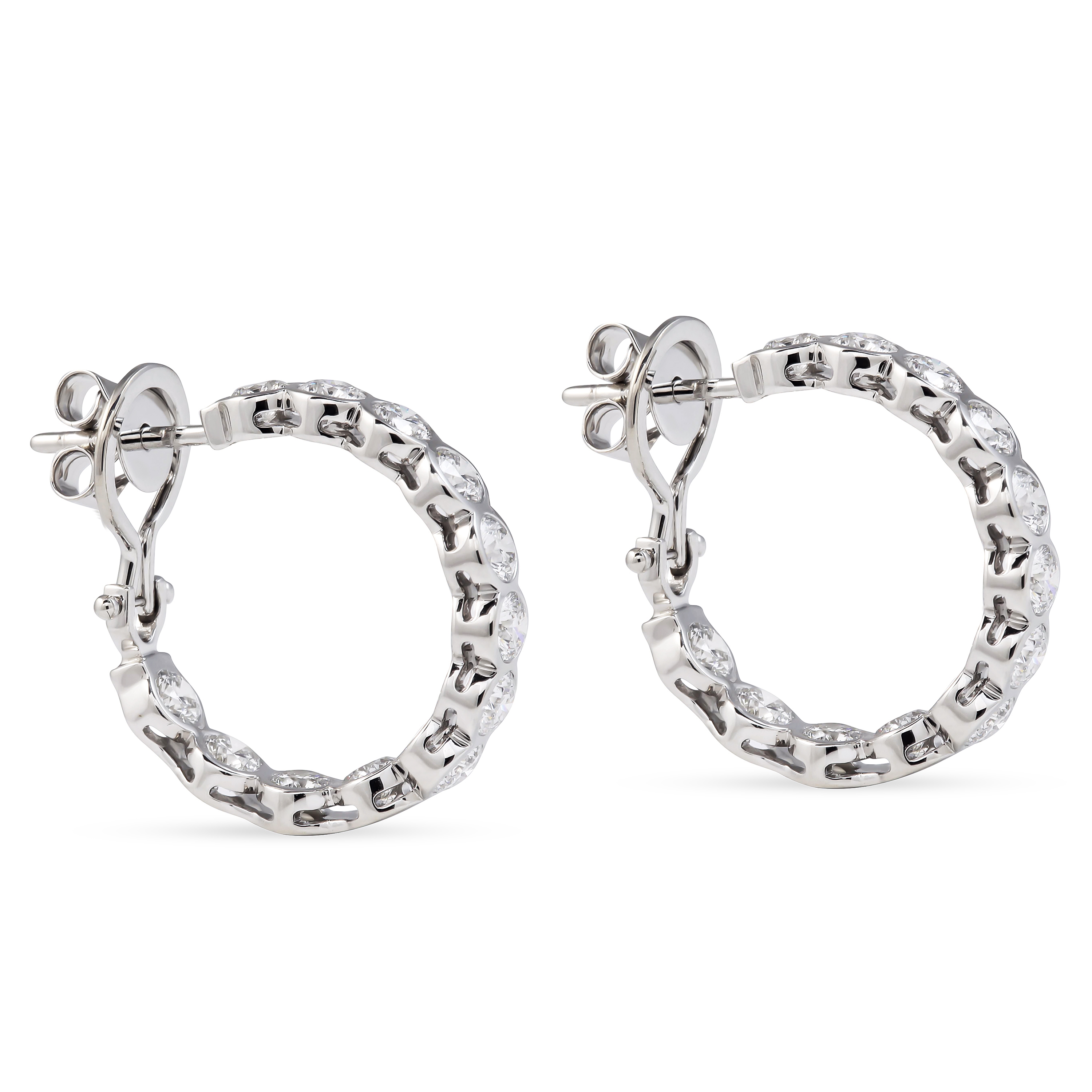 2.4 carat Round Lab Diamond Bezel Hoop Earrings wg