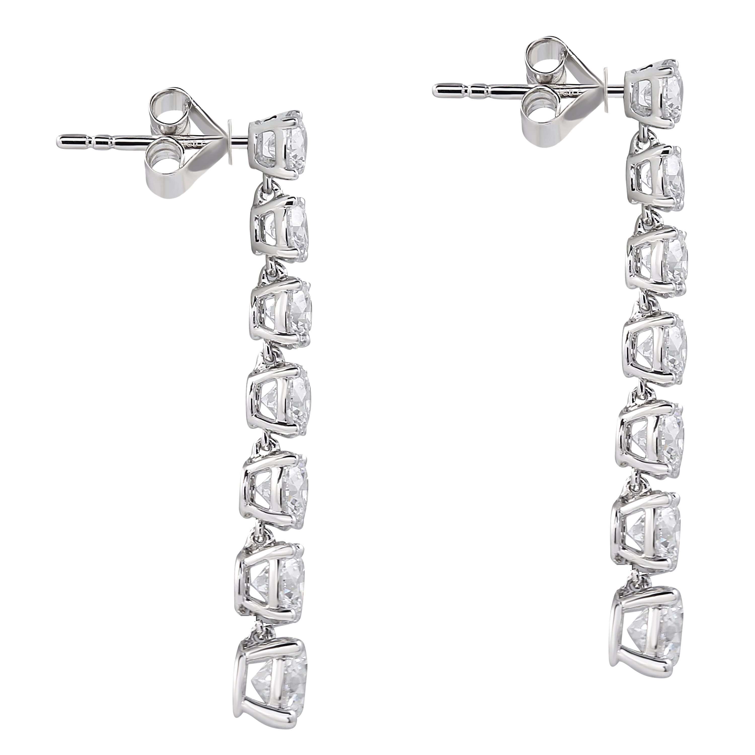 Graduating Round Lab Diamond Drop Earrings front