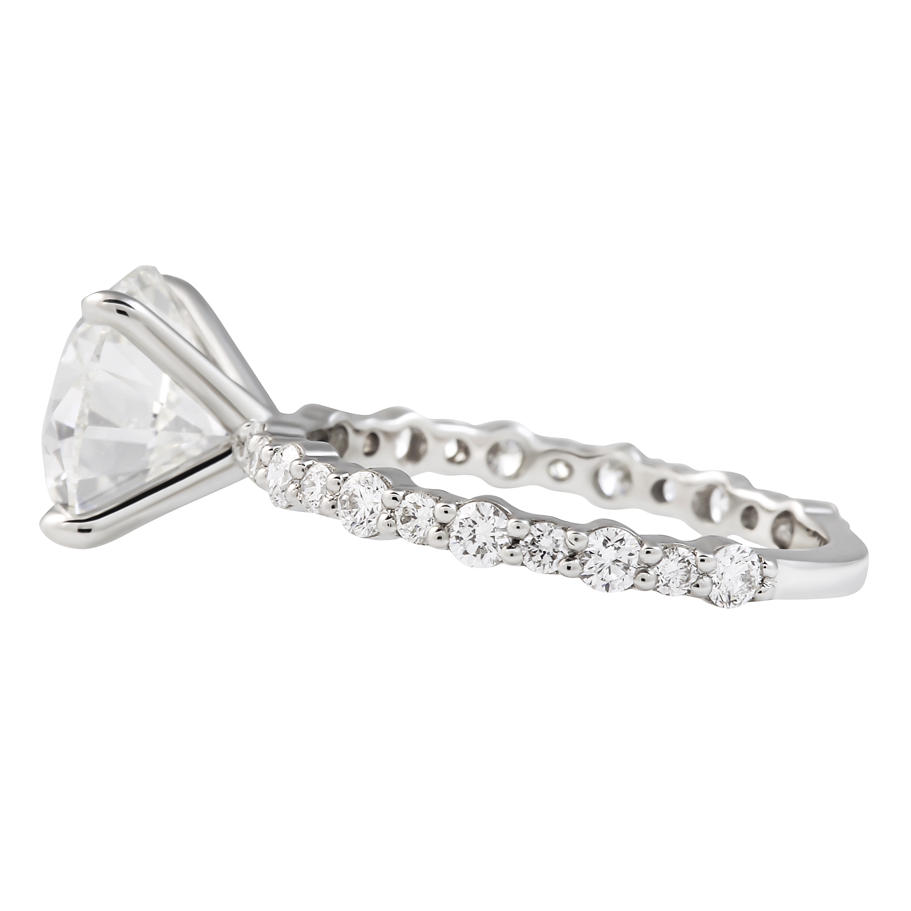 3.18 carat Round Diamond Alternating Size Diamond Band Ring flat