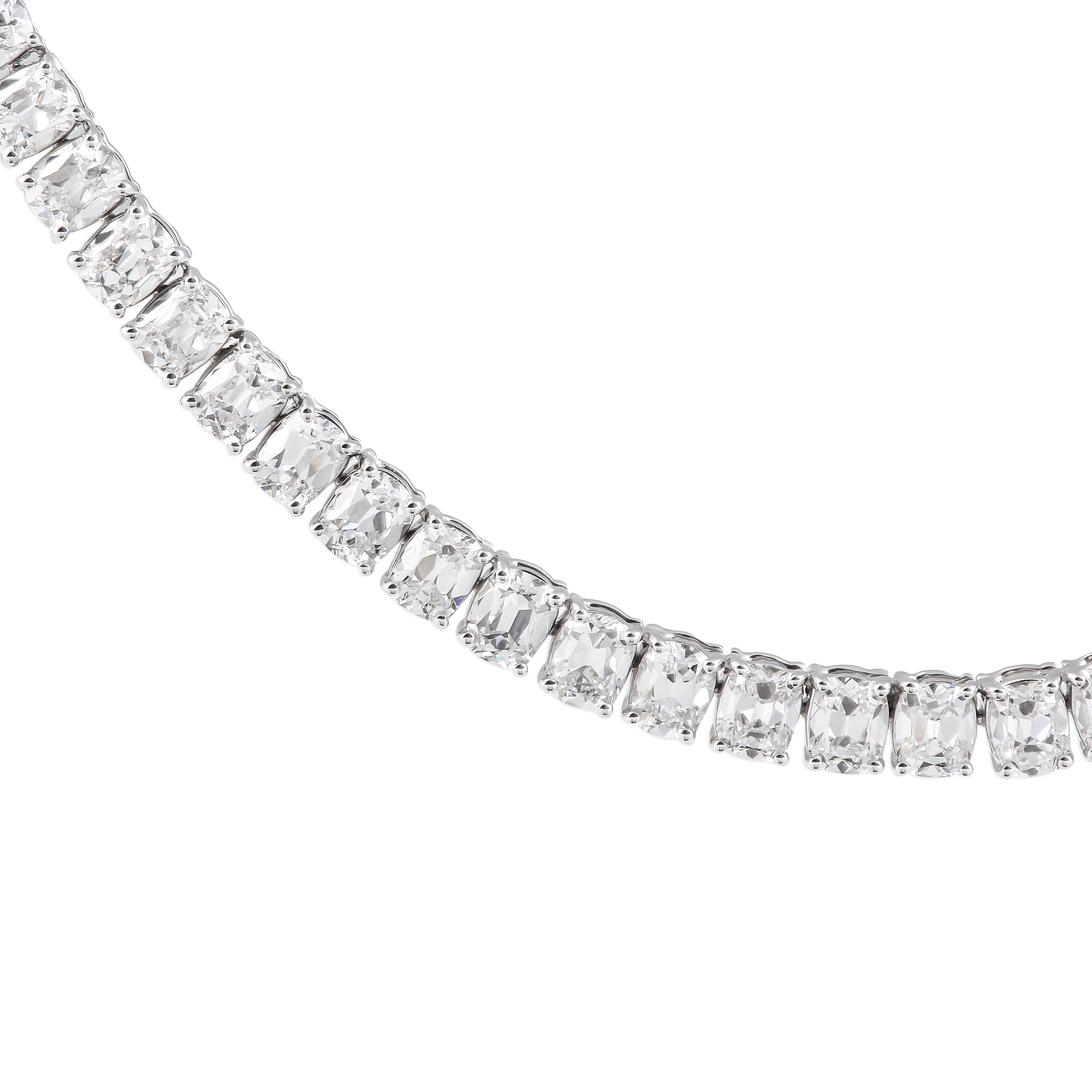 17 carat Antique Cushion Lab Diamond Tennis Necklace