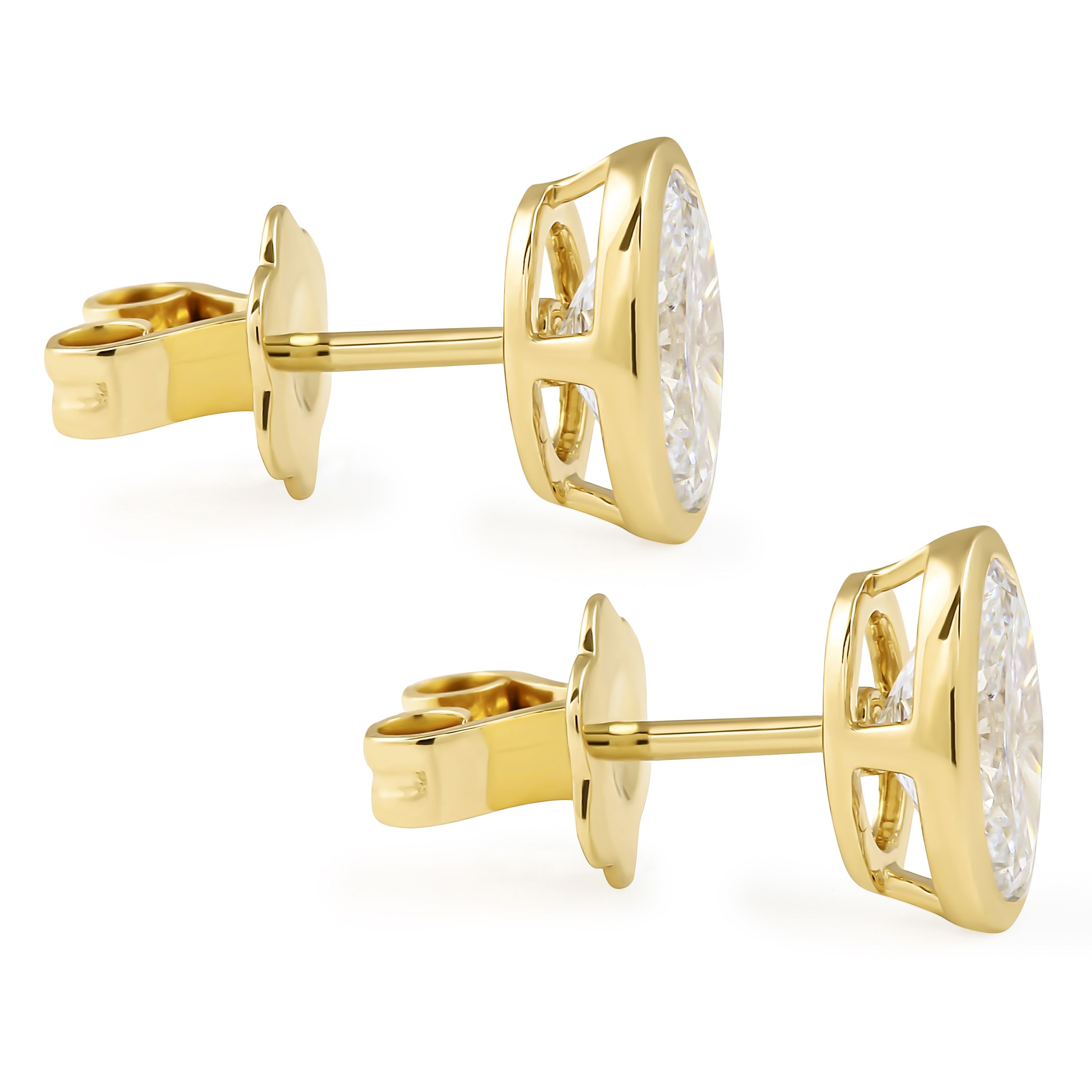 2 carat TW Oval Lab Diamond Bezel Set Studs wg