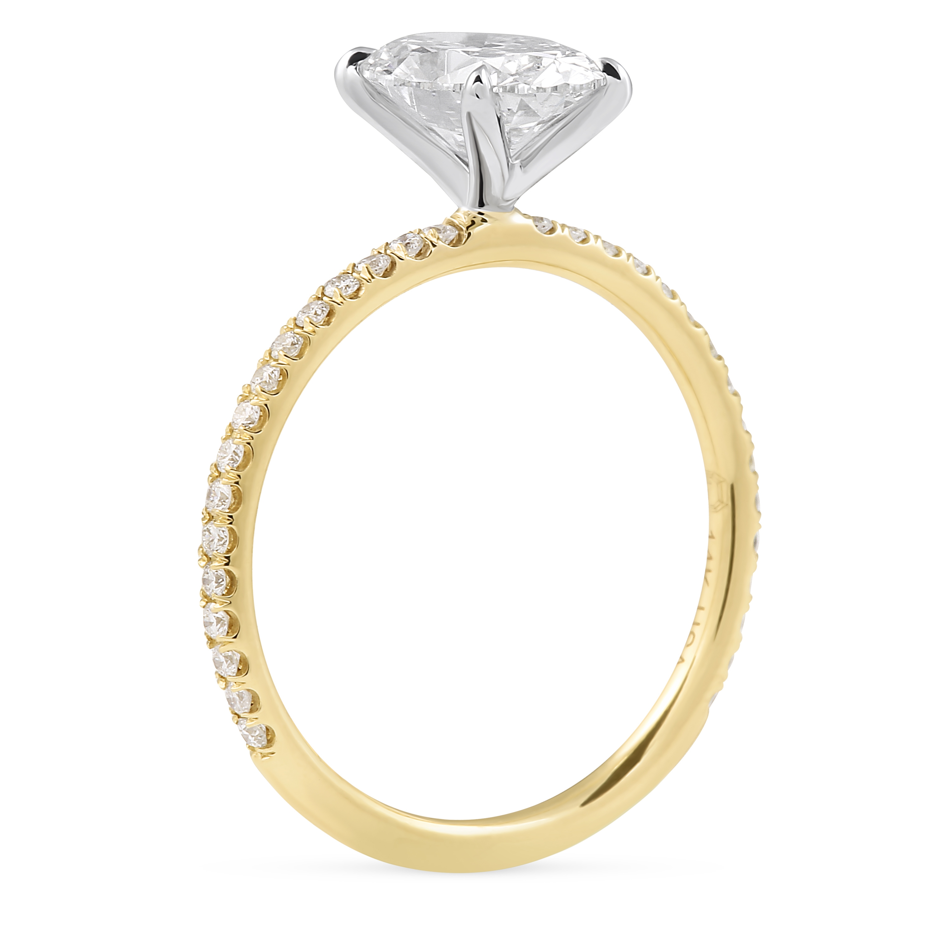 1.53 carat Oval Diamond Delicate Pave Ring flat