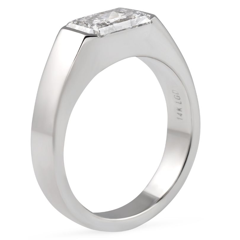 Radiant Cut Lab Diamond Signet Ring flat