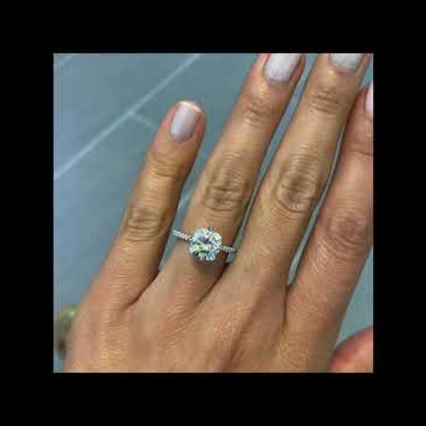 2.4 ct Cushion Cut Moissanite Compass Prong Engagement Ring