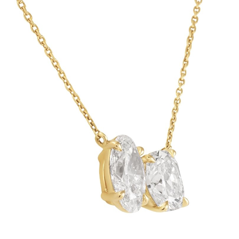 Oval and Cushion Lab Diamond Duo Pendant front
