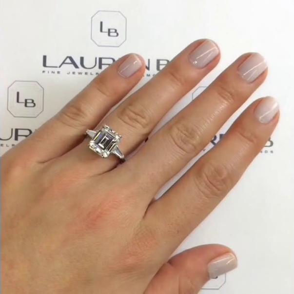 4.5 ct Emerald Cut Moissanite Three-Stone Ring