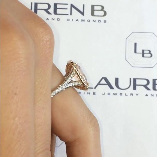 Morganite Halo Two-Tone Ring