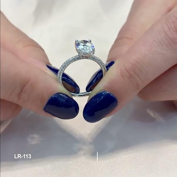 1.7 carat Oval Lab Diamond Three-Row Pave Ring