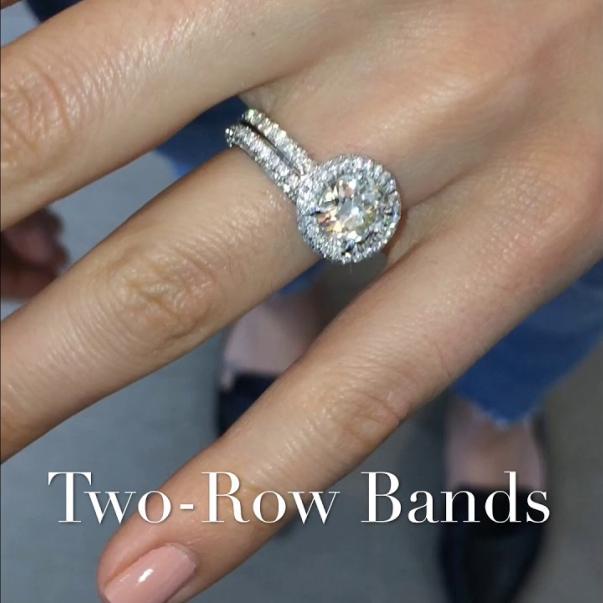 Engagement Ring & Matching Wedding Band with Two-Rows