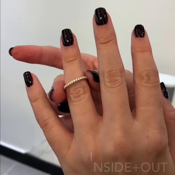 Four Row Pave Inside-Out Rose Gold Band