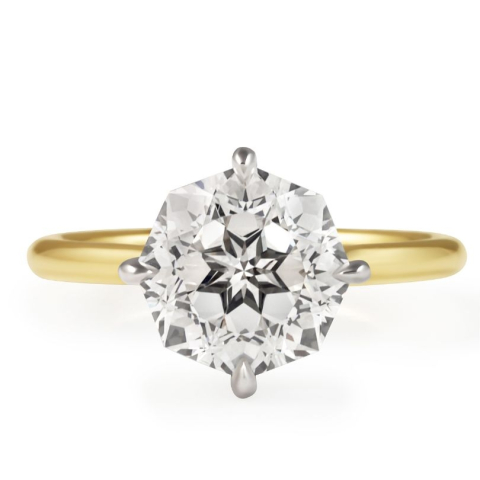 3.03 carat Octagon Lab Diamond Solitaire Ring flat