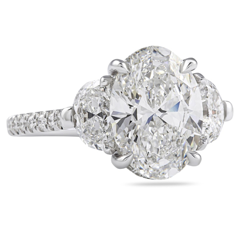 3.01 carat Oval Lab Diamond Three-Stone Ring flat