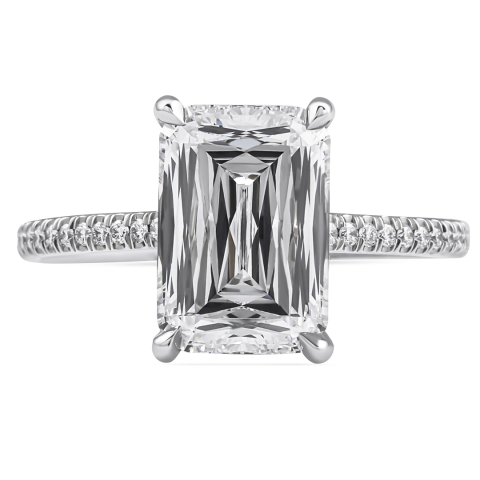 3.04ct Hybrid Step Cut Lab Diamond Engagement Ring flat