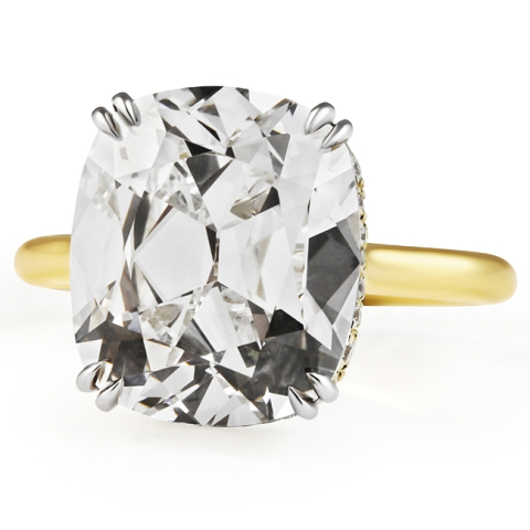8.88 carat Antique Cushion Lab Graduating Size Wrap Ring angle