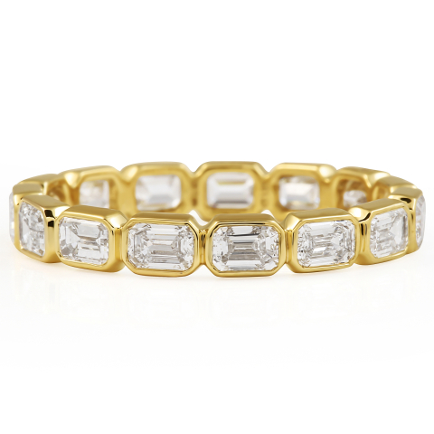 1.4 carat Emerald Cut Lab Diamond East-West Bezel Band flat