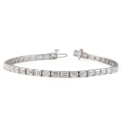 8.90 carat Emerald Cut Lab Diamond East-West Tennis Bracelet flat