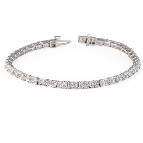 7.20 carat Radiant Cut Lab Diamond East-West Tennis Bracelet flat