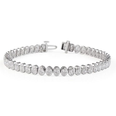 7.5 carat Oval Lab Diamond Bezel Tennis Bracelett closed