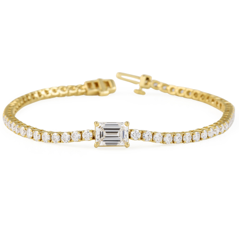 4.60 carat Diamond Tennis Bracelet with Emerald Cut Diamond closed