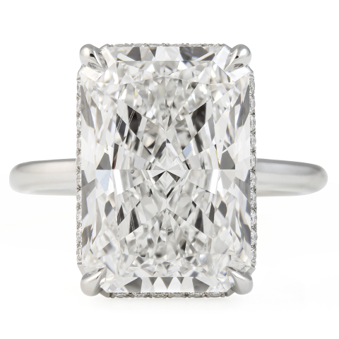 8.50 carat Radiant Cut Lab Diamond Solitaire Ring flat
