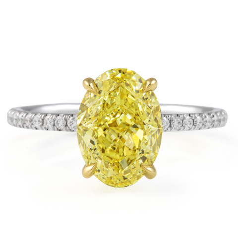 2.61 carat Oval Yellow Lab Diamond Signature Wrap Ring flat