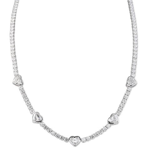 12.37 carat TW Round & Heart Shape Lab Diamond Tennis Necklace