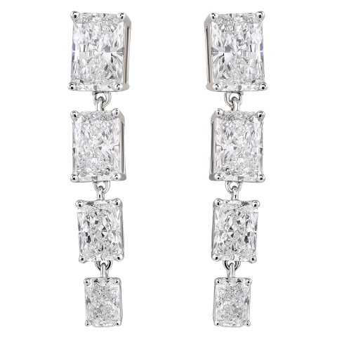 Graduating Radiant Lab Diamond Drop Earrings straight