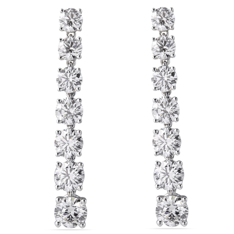 Graduating Round Lab Diamond Drop Earrings front