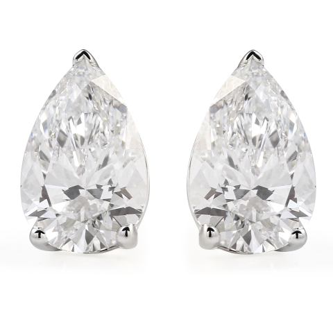 2.38 carat TW Pear Shape Lab Diamond White Gold Studs flat