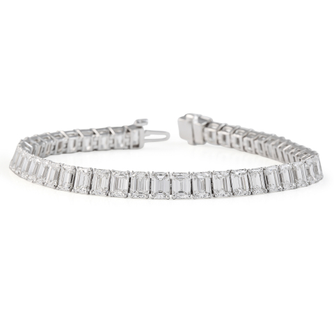 18.70 carat Emerald Cut Lab Diamond Tennis Bracelet flat