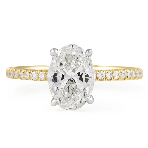 1.53 carat Oval Diamond Delicate Pave Ring flat