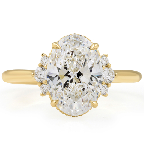 2.5 carat Oval Lab Diamond Seven-Stone Milgrain Ring profile
